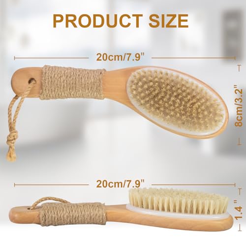 9.8" Natural Bristle Body Brush with Anti-Slip Handle