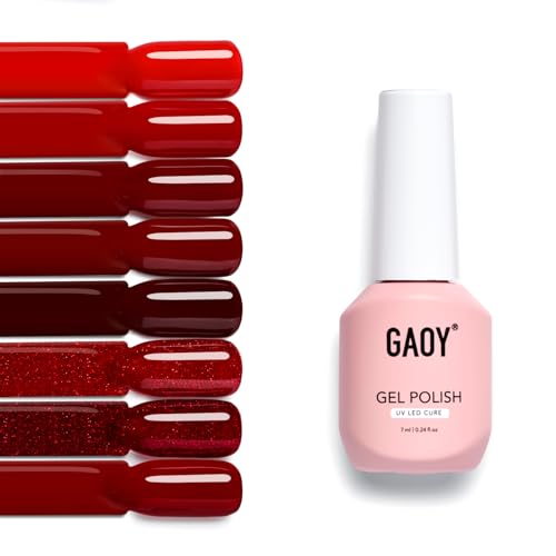 GAOY Red Gel Nail Polish Set - 8 Colors Red Burgundy Scarlet for Party & Nail Art DIY, Red Party Variant