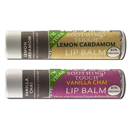 Vegan Lip Balm Set - Lemon Cardamom & Vanilla Chai, Organic, Cruelty-Free