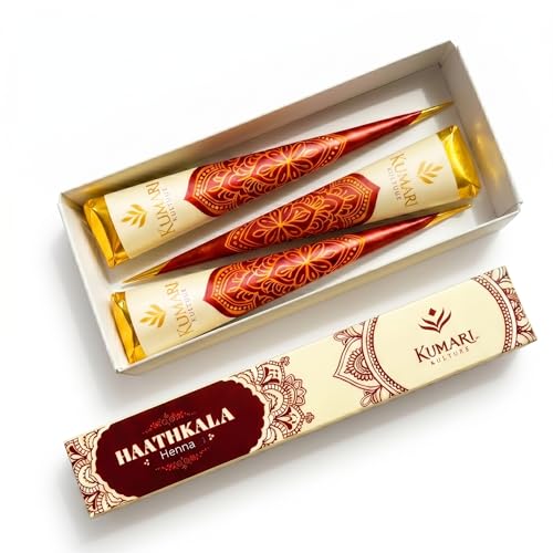 Kumari Kulture Organic Henna Cones Kit - Dark Red Brown (Pack of 3)