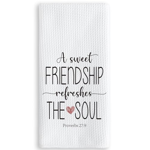 Stylish Kitchen Towels - Sweet Friendship Refreshes the Soul - 16x24in - Functional & Decorative Gift for Friends