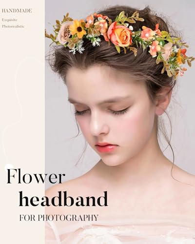 AWAYTR Adjustable Faux Flower Crown Headband - Yellow & Light Red