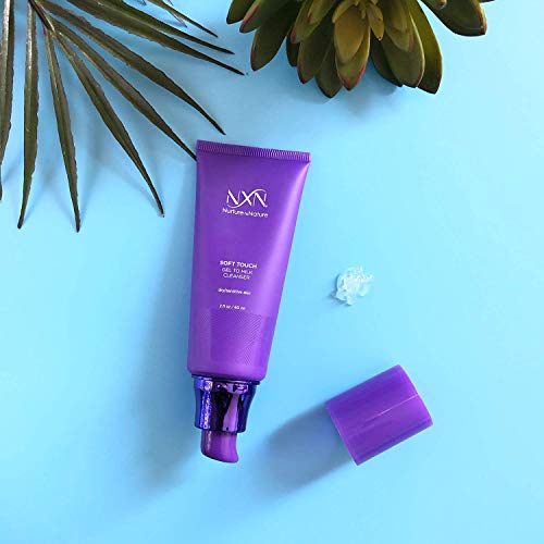 NXN Gel-to-Milk Facial Cleanser - Gentle Daily Wash for Dry & Sensitive Skin, 2 Fl Oz