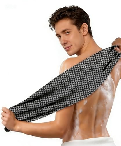 Liedrg Double Sided Microfiber Exfoliating Shower Towel - 40in Bath Body Scrubber for All Skin Types