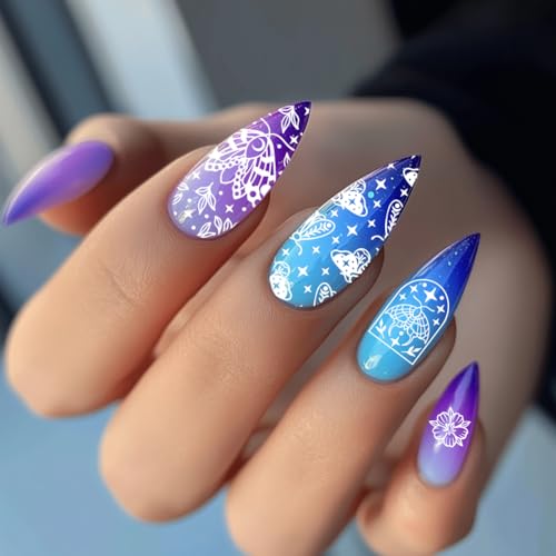 Nail Art Stamping Plates 3pcs Fantasy Tarot Moth Patterns for Nail Design