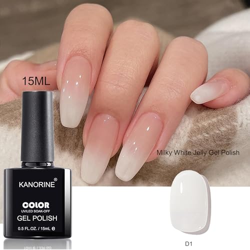 KANORINE Milky White Jelly Gel Nail Polish - 15ml Soak Off