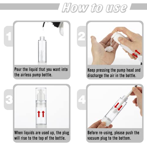 15ml Airless Pump Bottles - Travel Lotion Dispenser (3 Pack)