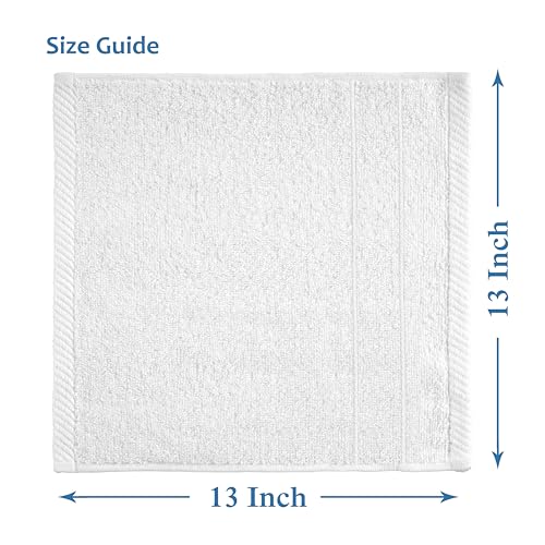 Casa Platino 24 Pack White Cotton Washcloths 13x13 Inches, Soft & Absorbent