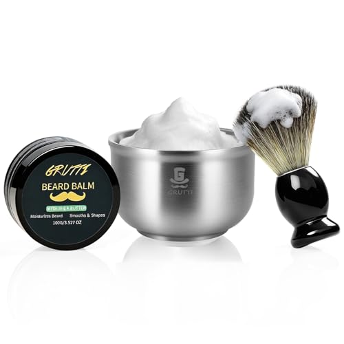 GRUTTI Shaving Kit for Men – Brush, Bowl & Cream Gift Set