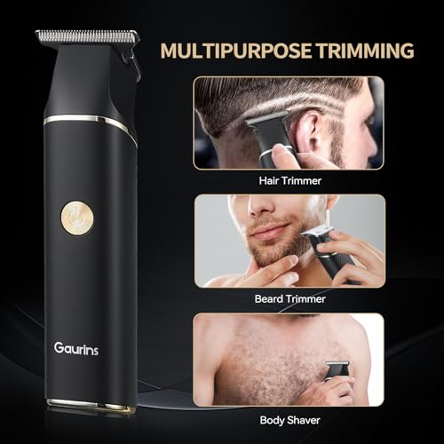 Gaurins Black Hair Trimmer for Men – Professional Beard Clipper with LCD Display