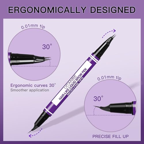 UCANBE Soft Brown Curved Eyebrow Pencil with Dual-Ended Spoolie & Precision Tips
