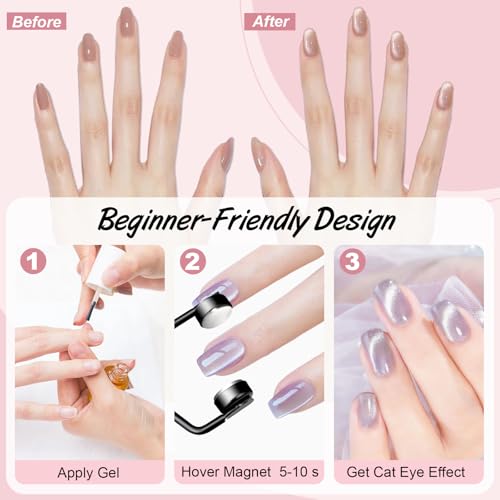 Dexspoeny 3-in-1 Cat Eye Nail Magnet Y-Shaped Magnetic Tool for Gel Polish