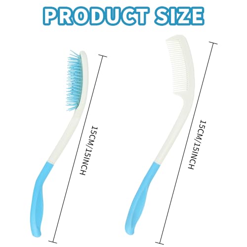 Long Reach Handled Comb and Hair Brush Set for Elderly and Disabled