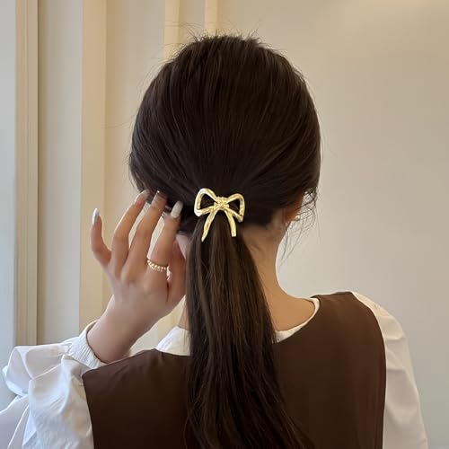 Elegant Bow Hair Ties for Women - Gold & Silver 2 Pack