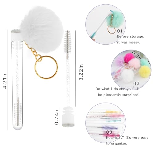 Disposable Mascara Wands Set with Diamond Keychain Tubes - 48 Pieces