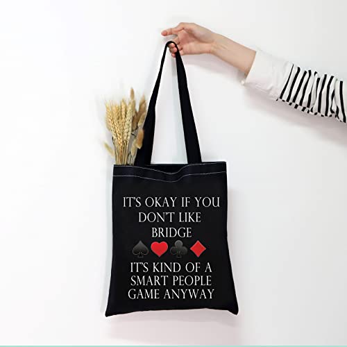 Black Bridge Canvas Tote Bag for Card Game Lovers - MNIGIU