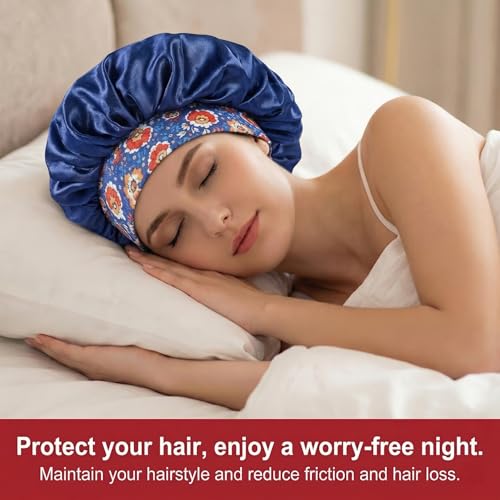 4 Pack Satin Sleep Bonnet for Hair Protection & Moisture Retention