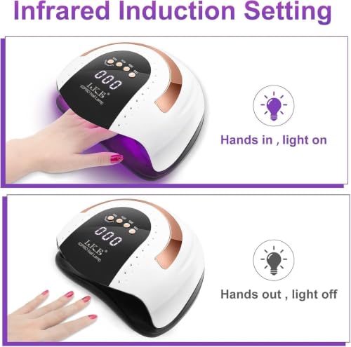 LKE 268W UV LED Nail Lamp - White Nail Dryer with 4 Timers & Automatic Sensor