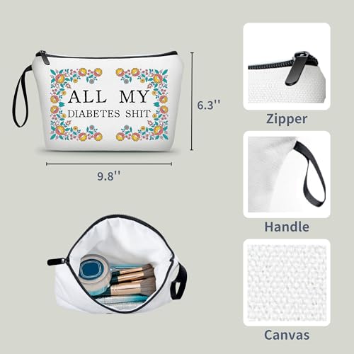 ARIOSEY Diabetes Travel Case - Canvas Medicine Pouch & Makeup Bag