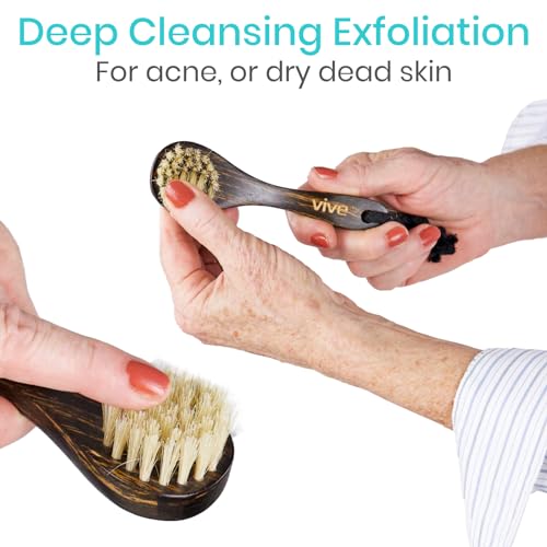 Vive Dry Brush Set for Lymphatic Drainage - 3 Natural Bristle Brushes