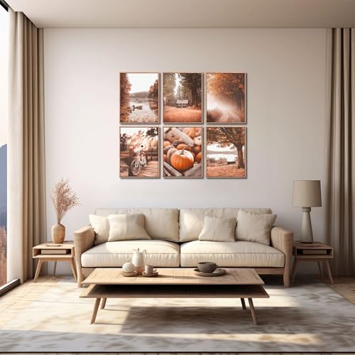 Autumn Landscape Canvas Wall Art Prints - 6pcs 8x10in Rustic Decor