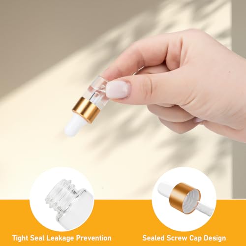 COTOM 100 Pack 1ml Mini Dropper Bottles for Cuticle Oil