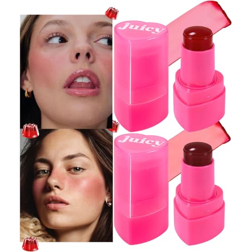 Tiejdhr 3-in-1 Jelly Lip & Cheek Tint Stick 0.32 oz 03+04 – Moisturizing Lip Gloss, Blush & Eyeshadow