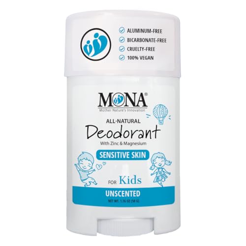 Mona Unscented Natural Kids Deodorant - Aluminum-Free & Hypoallergenic, 1.76 oz