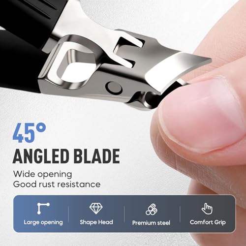YAWOTA 3-Piece Wide Jaw Anti-Splash Nail Clipper Set for Thick Nails