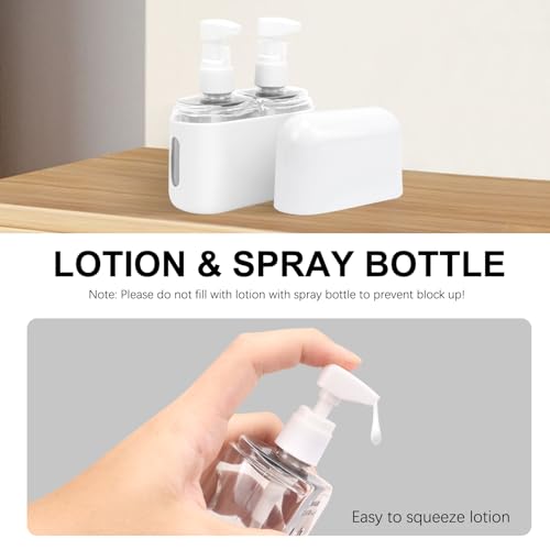 Skycase 2-in-1 Travel Bottles Set Gray Leak-Proof Refillable TSA Approved Toiletries Kit with Labels & Funnel