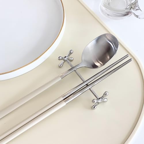 304 Stainless Steel Chopstick and Spoon Rest Set - 4 Pieces