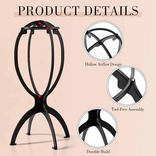 Portable Wig Stand 2 Pack - Stable Holder for Travel & Home