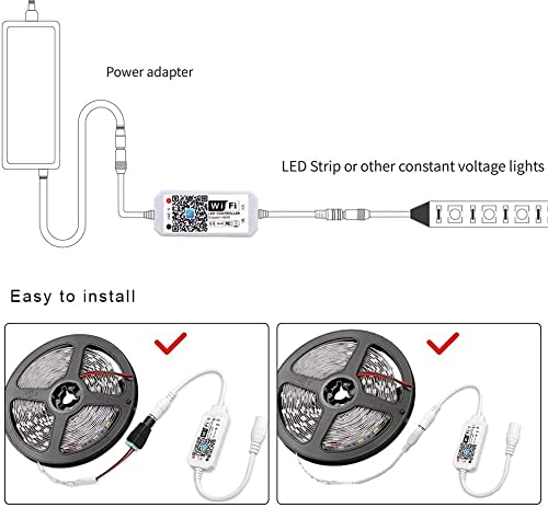 WiFi LED Strip Light Controller with Voice Control - 12-24V, 96W