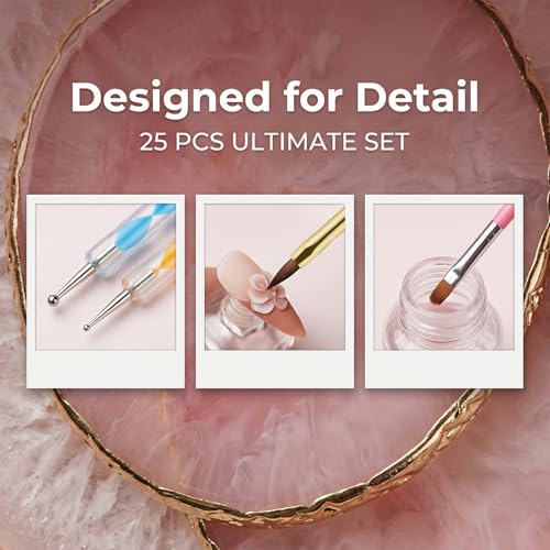 25-Piece Professional Nail Art Tools Set with Palette & Stand