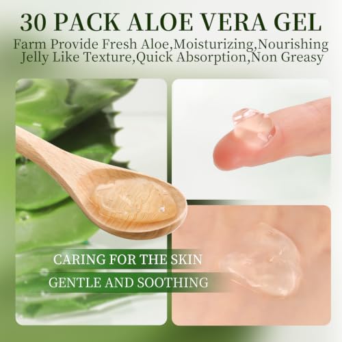 KONEUK 30 Pack Aloe Vera Gel - 99% Pure, Travel-Friendly Skin & Hair Care