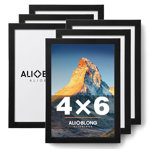 4x6 Black Plastic Picture Frame Set of 6 - Shatterproof Acrylic