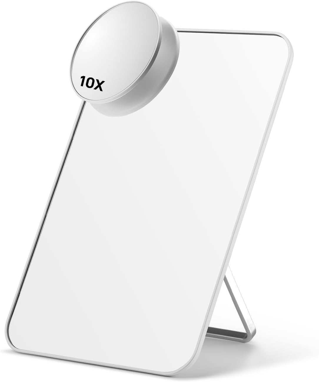 Omiro Makeup Mirror - 10X Magnifying Travel Mirror with Foldable Stand | 8 x 5 Inches, White