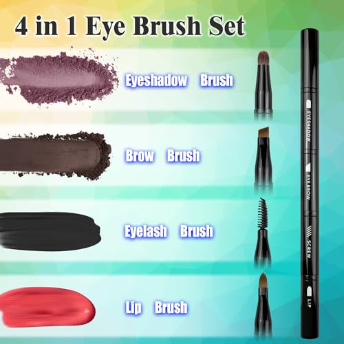 Zylsnice 4-in-1 Eye & Lip Brush Set - Travel-Friendly Makeup Brushes