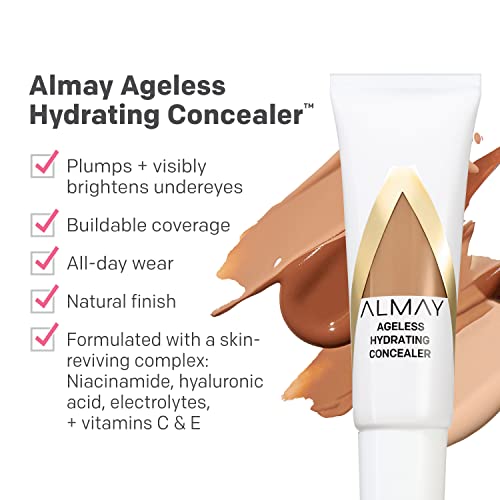 Almay Anti-Aging Concealer with Hyaluronic Acid & Niacinamide, 0.37 Fl Oz - Buildable Coverage for Dark Circles