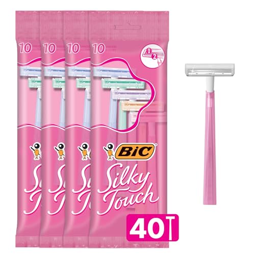 BIC Silky Touch Disposable Razors for Women - 2 Blades, 40 Count Pack (Travel Covers) - Brand New