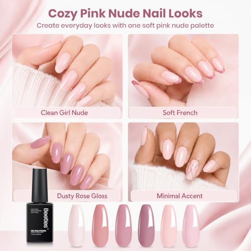 Beetles Cozy Palette Gel Polish Set - 6 Soft Nude Pink Shades