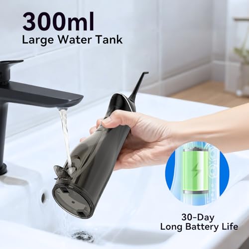 Cordless Water Flosser with 300ML Tank - Rechargeable Oral Irrigator for Travel & Sensitive Gums