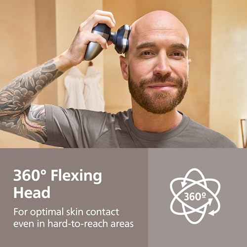 Philips Norelco Head Shaver Pro 9000 Series - Electric Shaver for Men and Women, 360¡Æ Flexing Head & ComfortCut Blades for Clean Shave, Gentle on Skin, Model HS9980/40