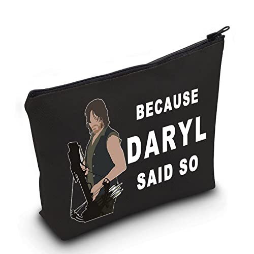 Because Daryl Black Cosmetic Makeup Bag - Fans Gift, Zipper Pouch, LEVLO