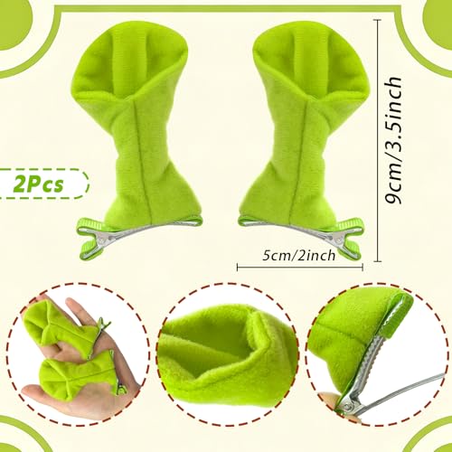 Green Ogre Ears Hair Clips - 2Pcs Monster Costume Accessories