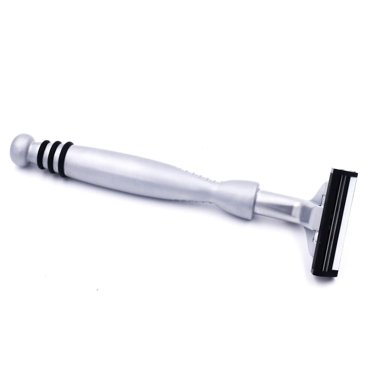 Taconic All-Metal Chrome Razor - Ergonomic Twin Blade Handle with 10 Pivot Plus Personna Blades | Durable Design