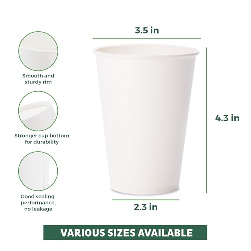 Freshware 12 oz Disposable Paper Coffee Cups - 100 Pack