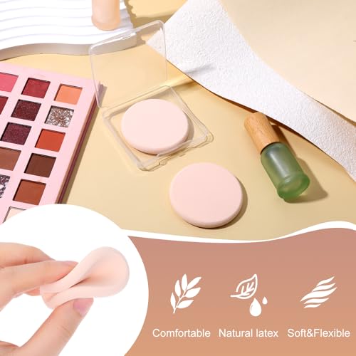 Round Makeup Sponges Set - 2 Pcs with Travel Case for Flawless Application