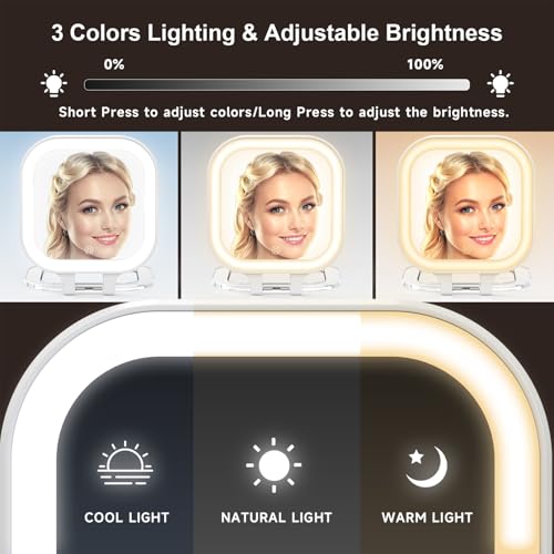 Mocado Compact Travel Makeup Mirror – 1X/10X Magnifying with Light