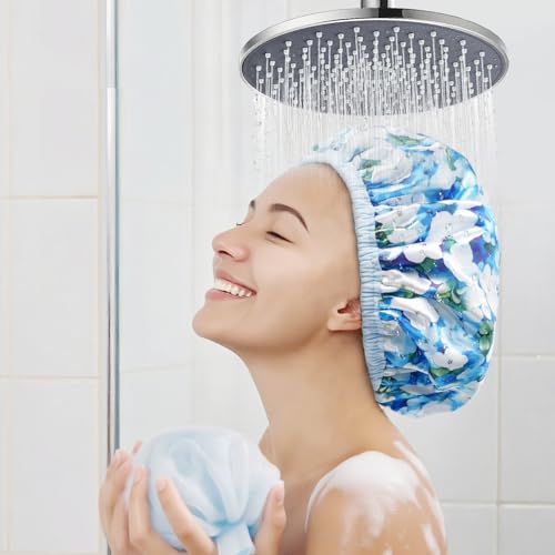 Waterproof Terry Shower Cap for Women - Reusable Hair Protection